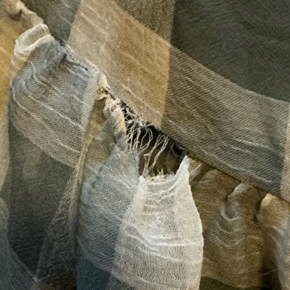 Mable Blue & White Gingham Open Tie Back Midi Dress Size Large Puff Sleeves - Picture 10 of 10